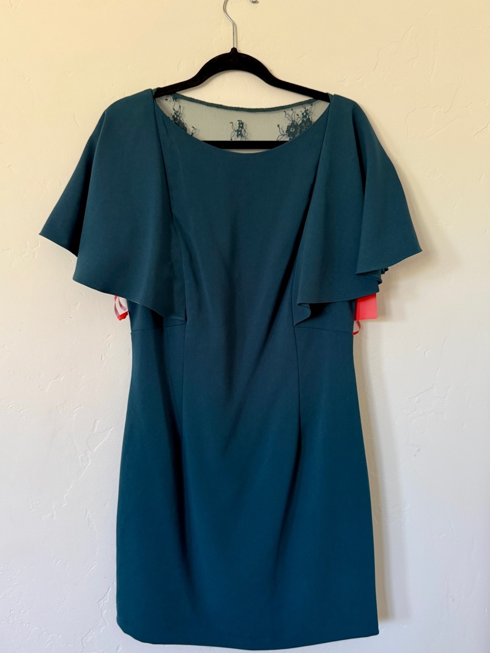 Monique Lhuillier Teal Flutter-Sleeve Knee-Length Size 12 NWT Dress